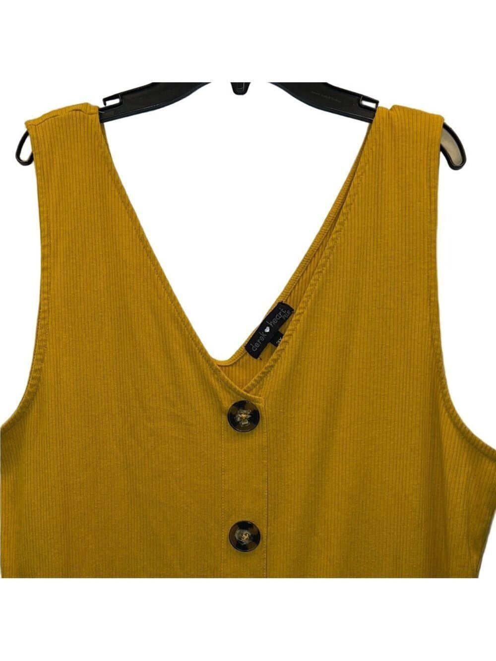 Derek Heart Mustard Midi Dress with Buttons, Plus Size 3X - Picture 4 of 11